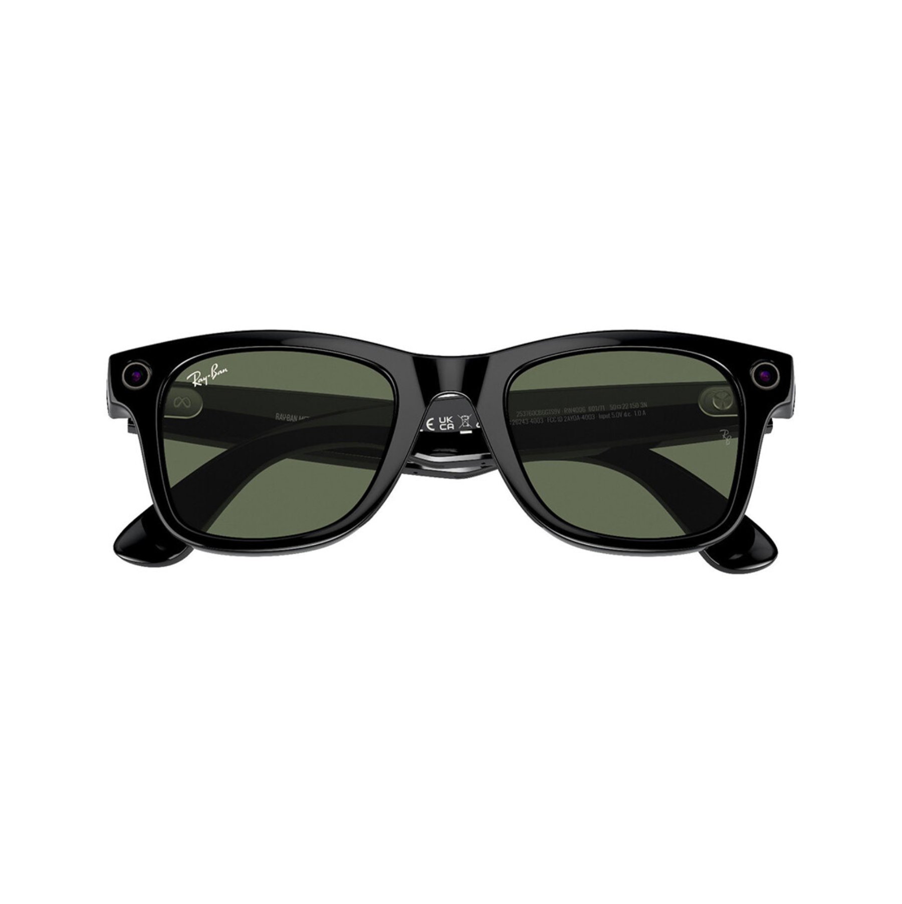 RayBan Meta Wayfarer, Блестящий черный/зеленый, Размер 155-53, RW4008