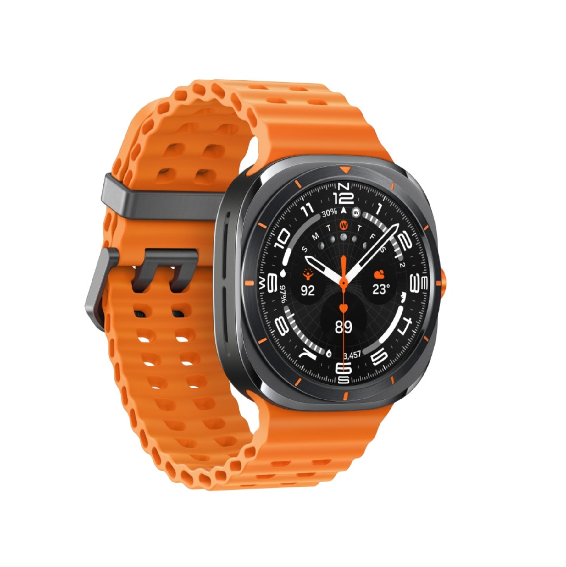 Samsung Galaxy Watch Ultra LTE, 47 мм, 2025, Серый титан, Ремешок Marine Оранжевый