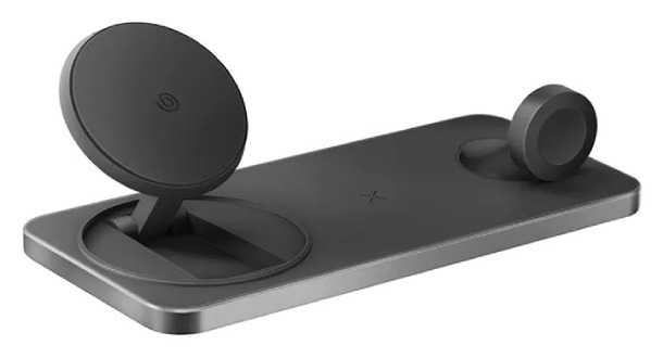 Беспроводная зарядная станция EnergEA 3 в 1 Bazic GoMag Station (with Apple watch charger) 15W, серая